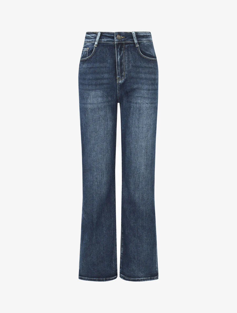 Jean push up délavé coupe droite - Bleu