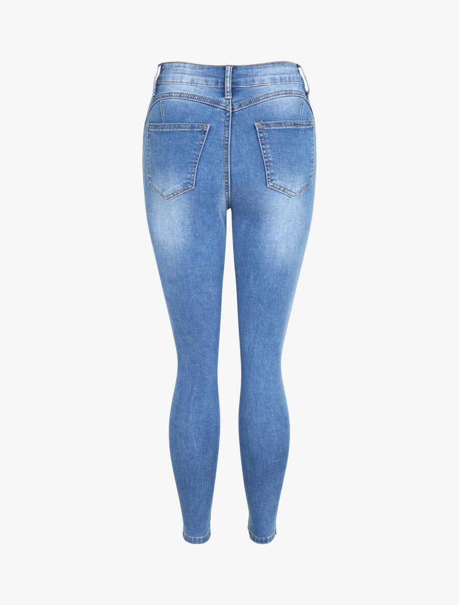 Jean push up délavé - Bleu - Image 2