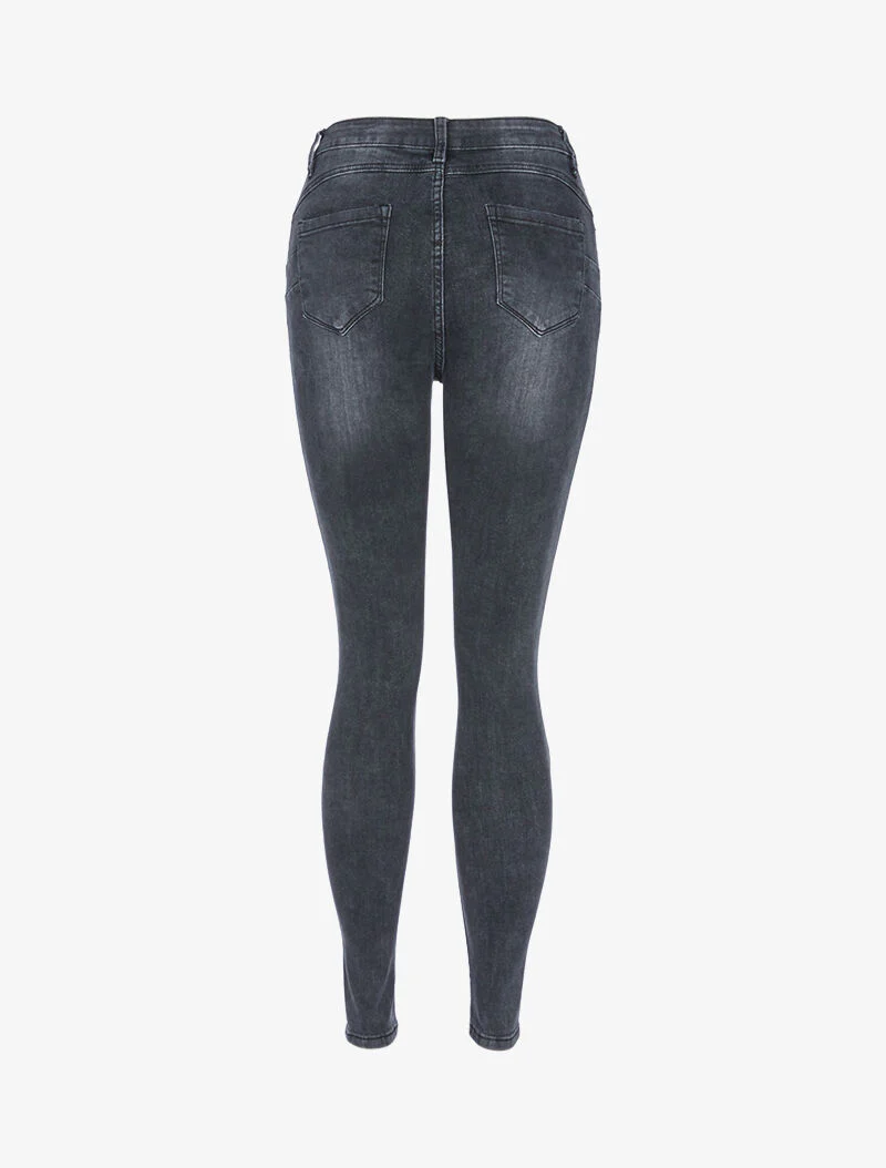 Jean push up délavé - gris foncé - Image 4
