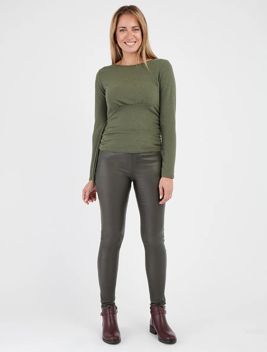 Jean push up enduit - Kaki - Image 4