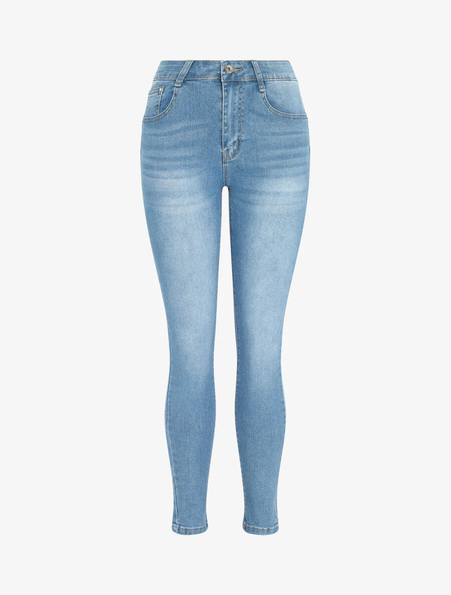 Jean push up légèrement délavé coupe slim - Bleu