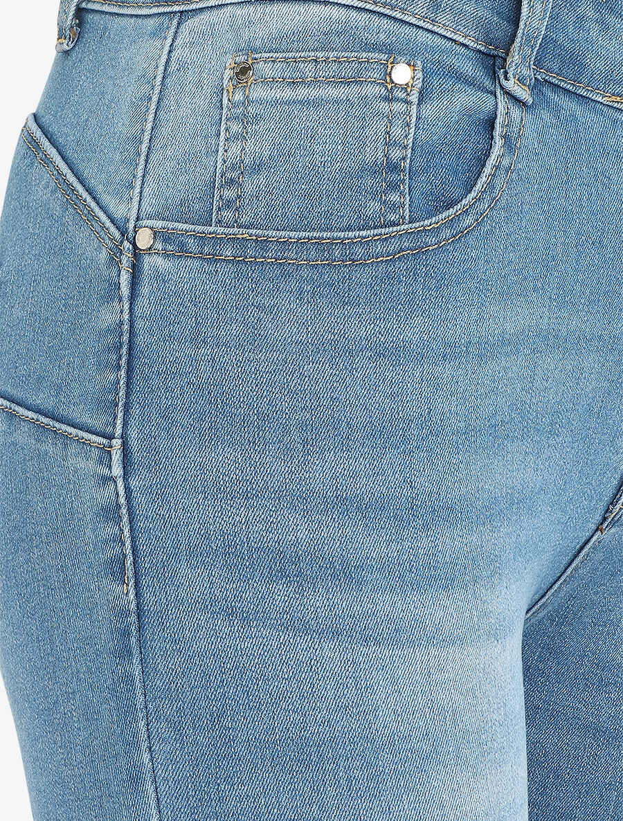 Jean push up légèrement délavé coupe slim - Bleu - Image 3