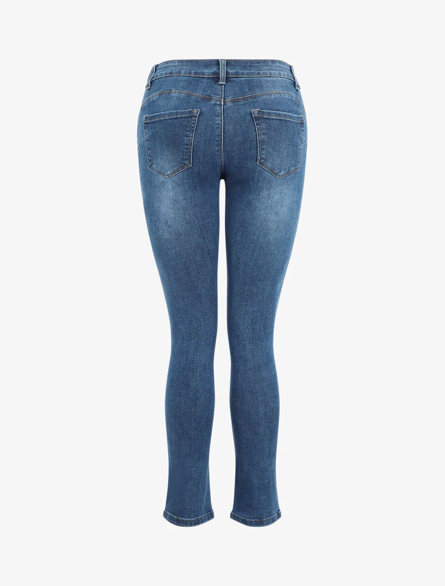 Jean push up légèrement délavé coupe slim - Bleu - Image 2