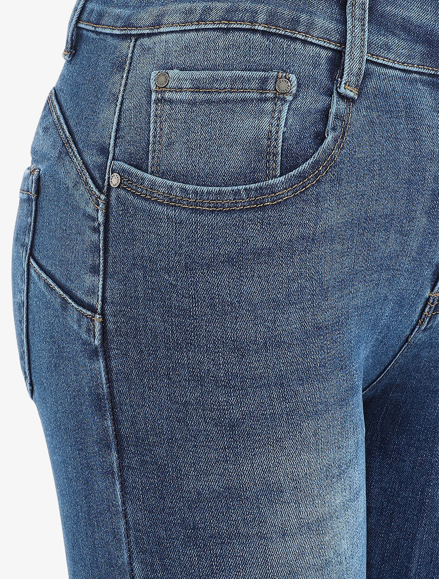 Jean push up légèrement délavé coupe slim - Bleu - Image 3