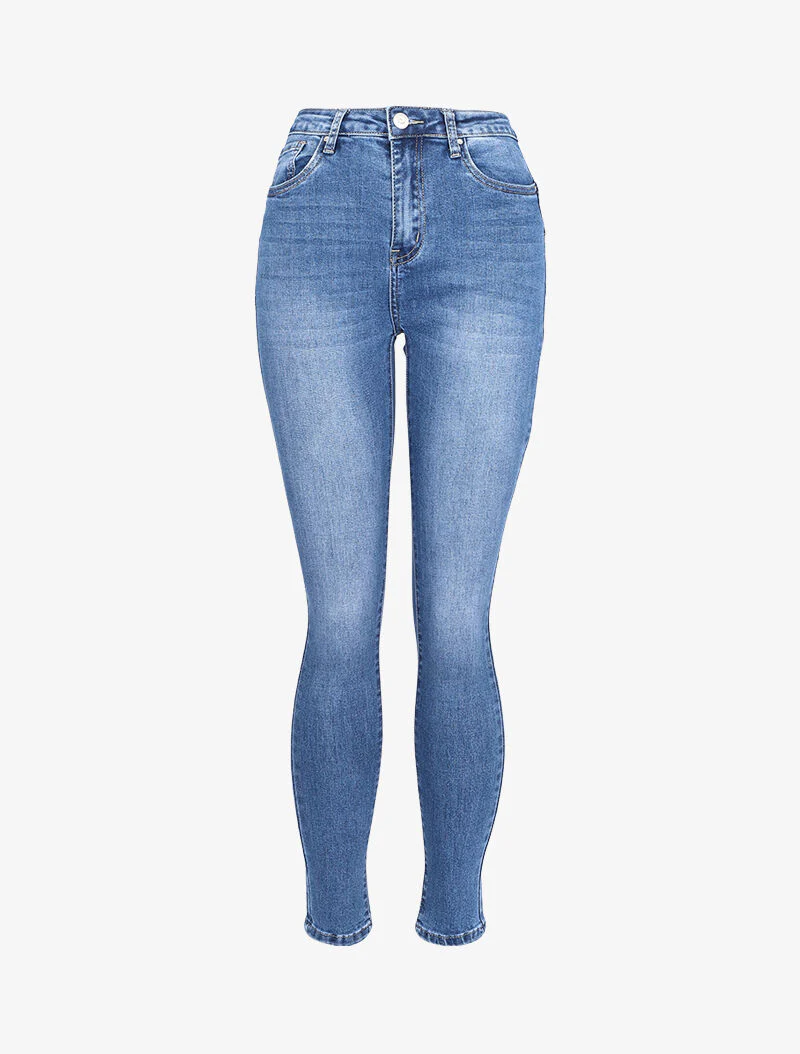 Jean push-up taille haute coupe skinny - Bleu denim