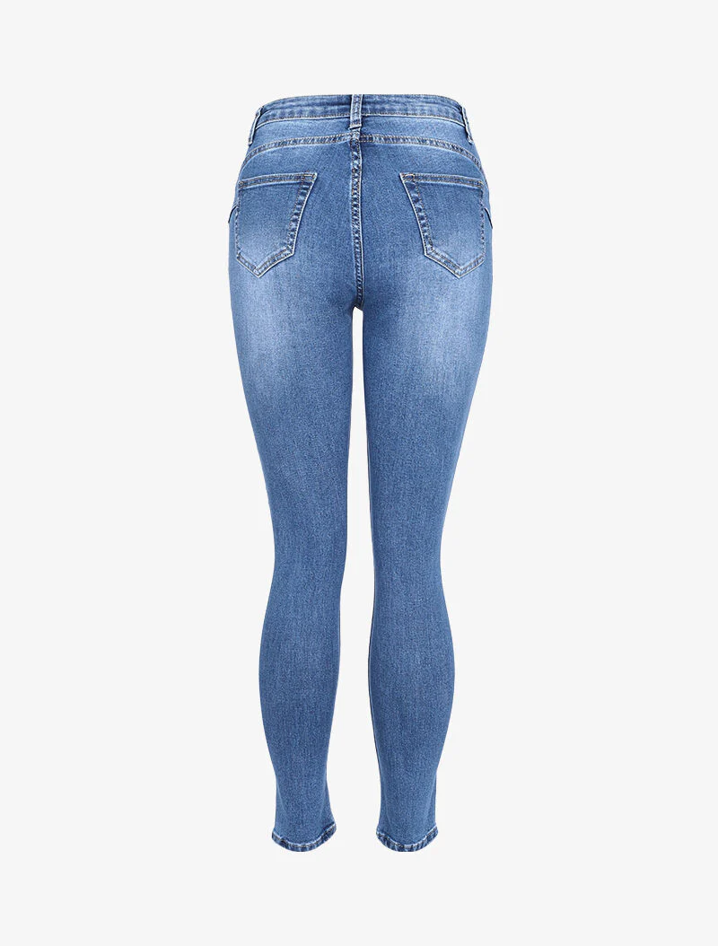 Jean push-up taille haute coupe skinny - Bleu denim - Image 2