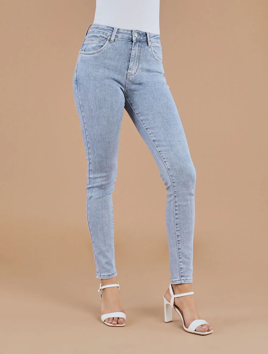 Jean push up taille standard coupe skinny - Bleu clair - Image 4