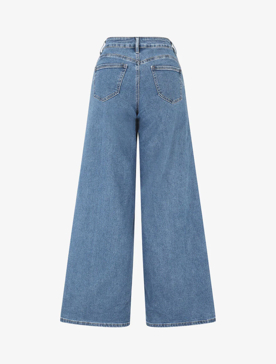 Jean push up wide leg coupe droite - Bleu stone - Image 2