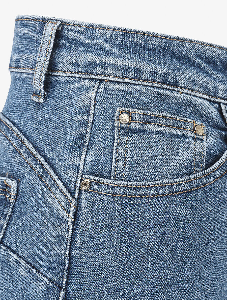 Jean push up wide leg coupe droite - Bleu stone - Image 3