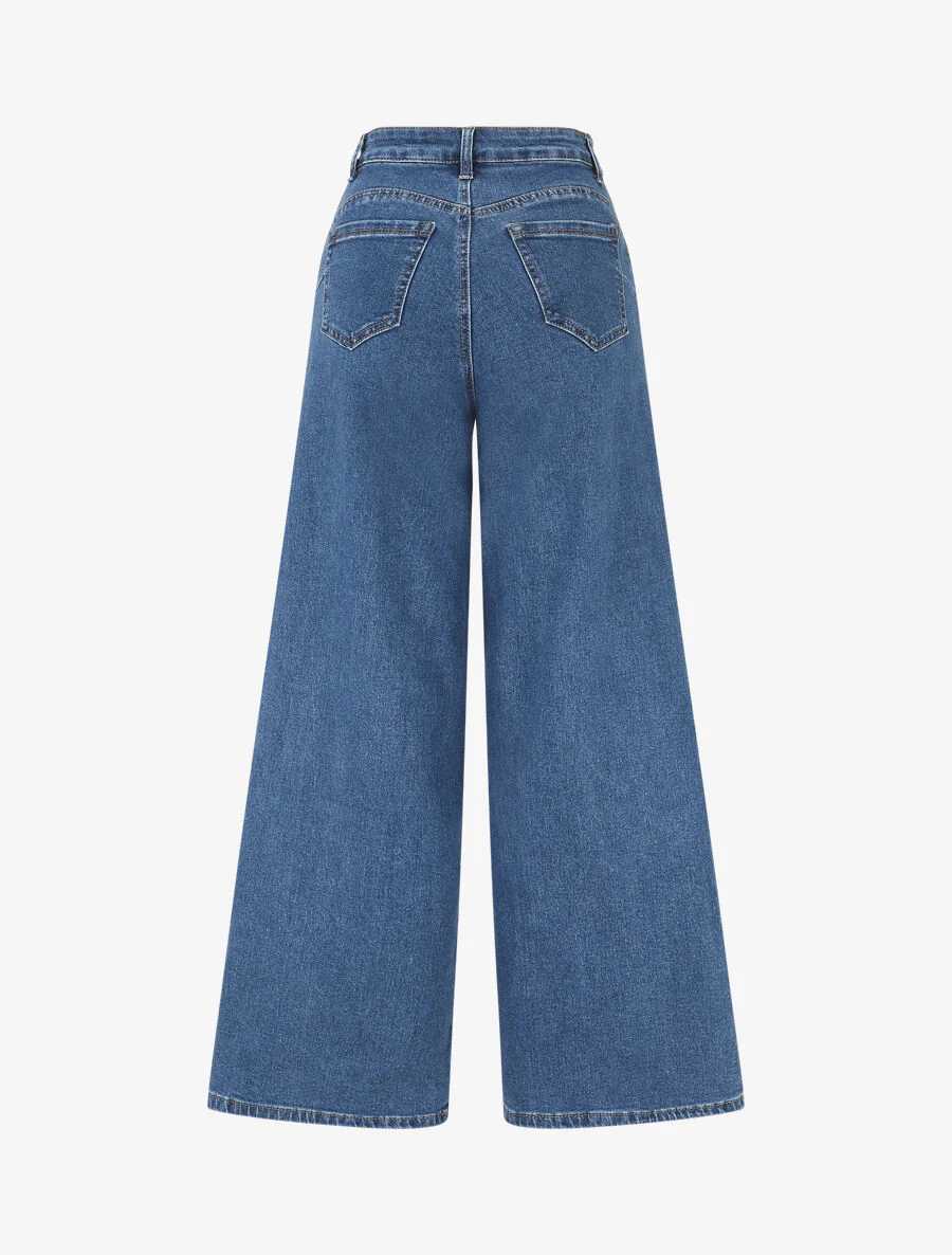 Jean push up wide leg coupe droite - Bleu denim - Image 2