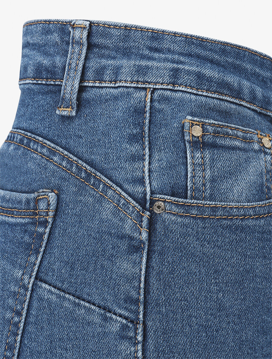Jean push up wide leg coupe droite - Bleu denim - Image 3