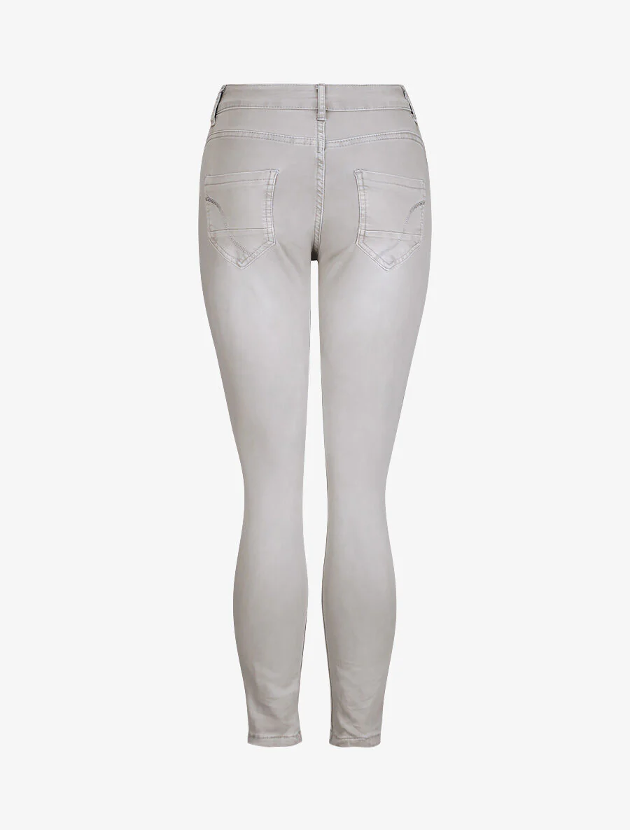 Jean réversible slim taille haute effet froissé imprimé fleuri - Gris clair - Image 2