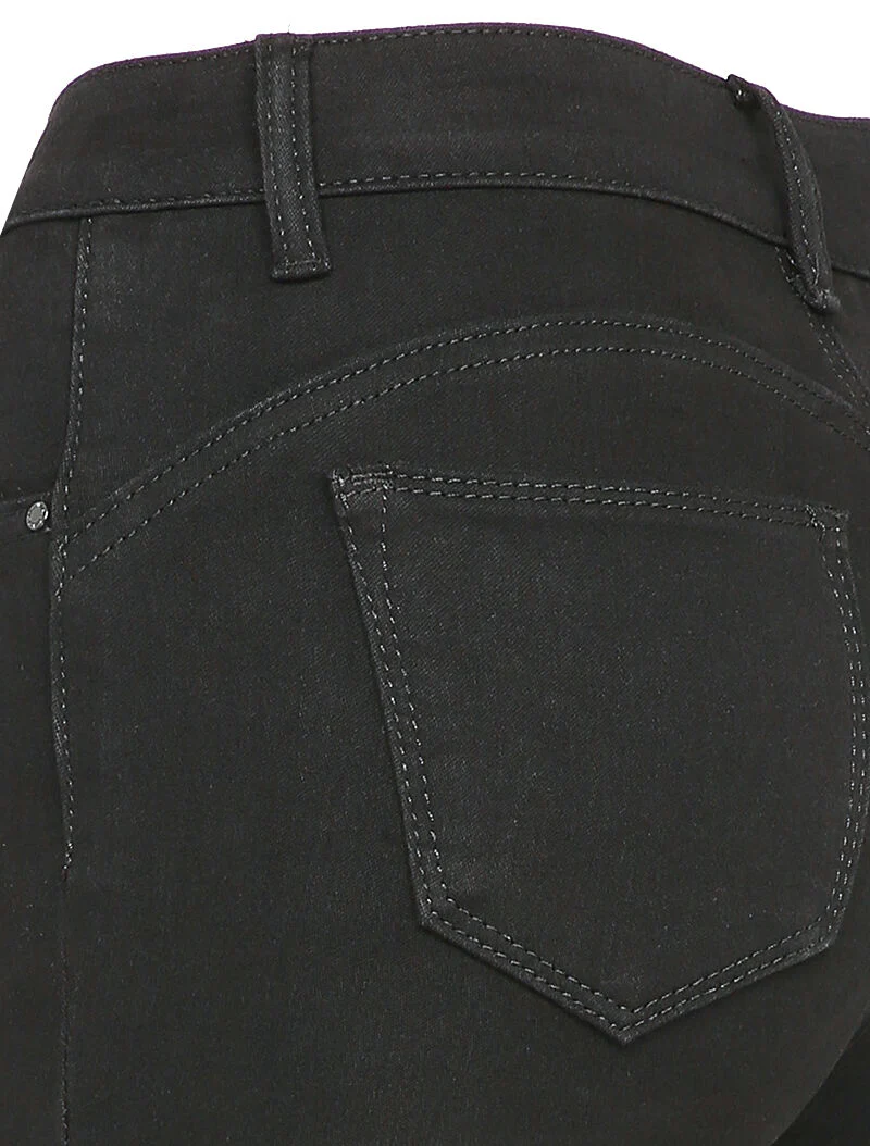 Jean skinny à bords coupe franche déchirés - Noir - Image 3