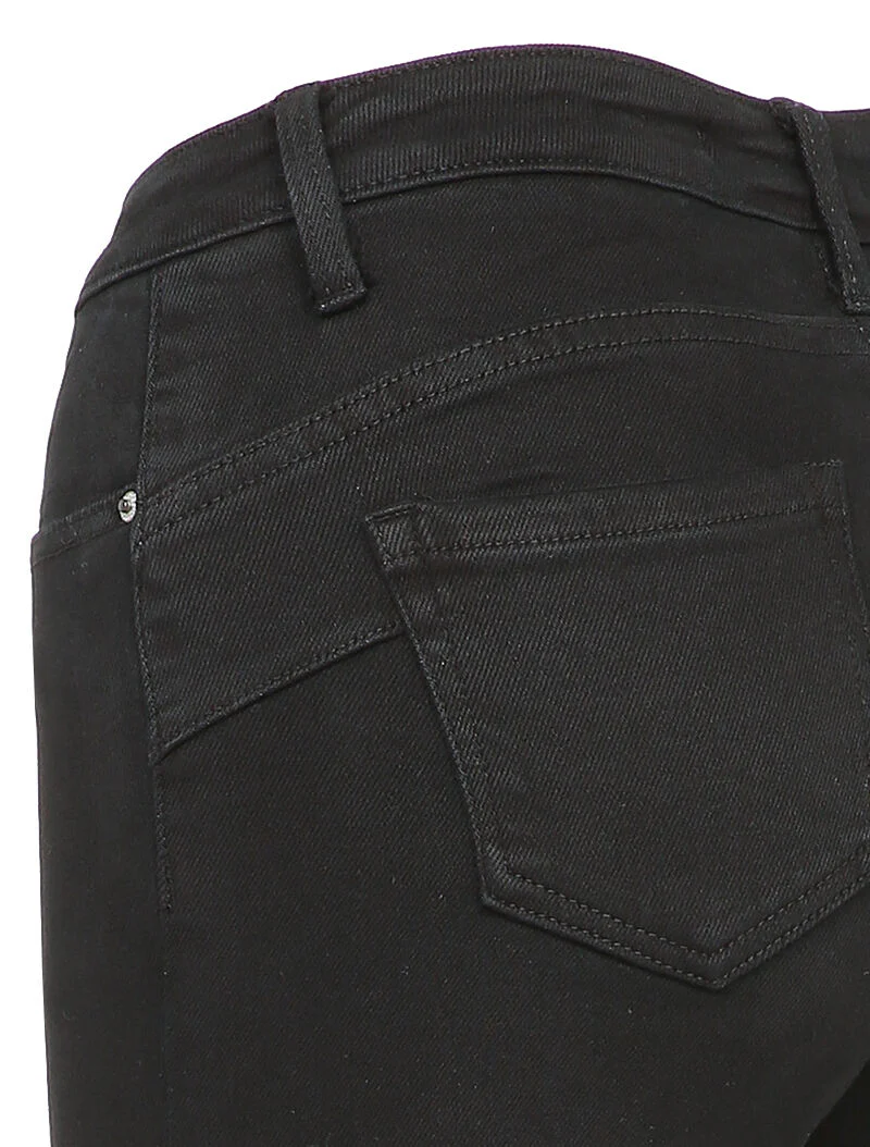 Jean skinny à bords coupe franche - Noir - Image 3