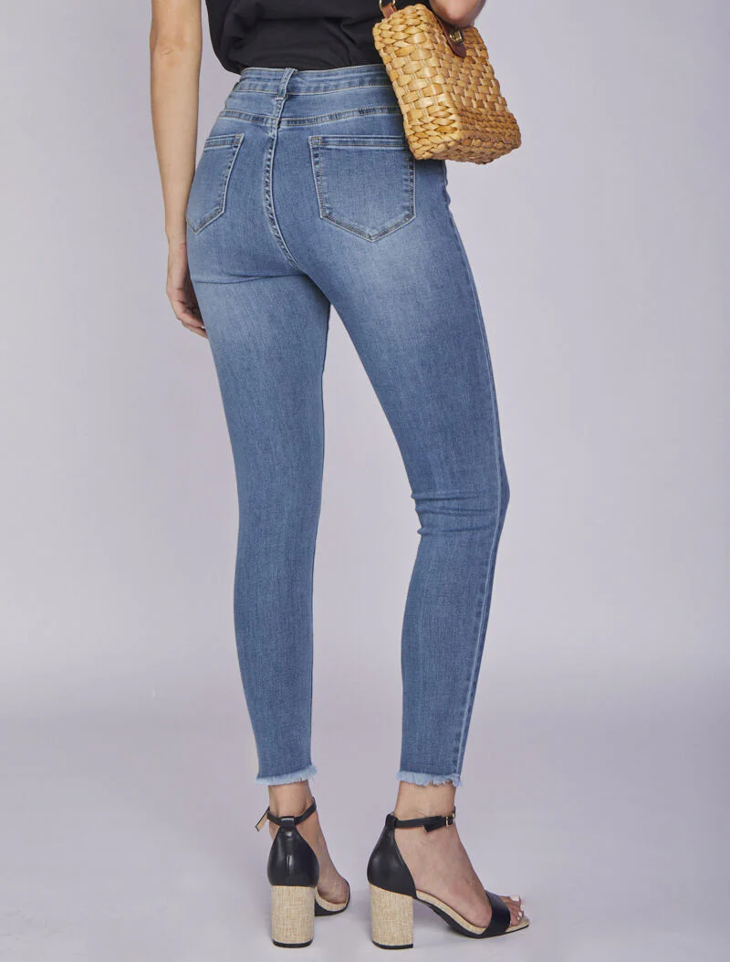 Jean skinny à bords effilochés - Denim clair - Image 2