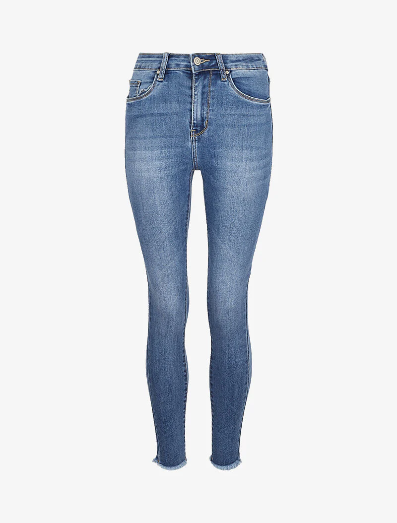 Jean skinny à bords effilochés - Denim clair - Image 3