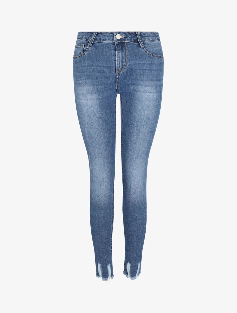 Jean skinny à bords griffés - Bleu