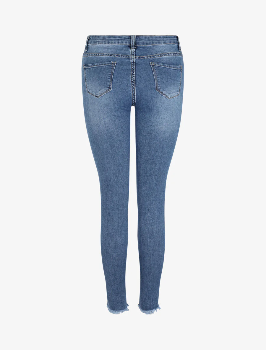 Jean skinny à bords griffés - Bleu - Image 2
