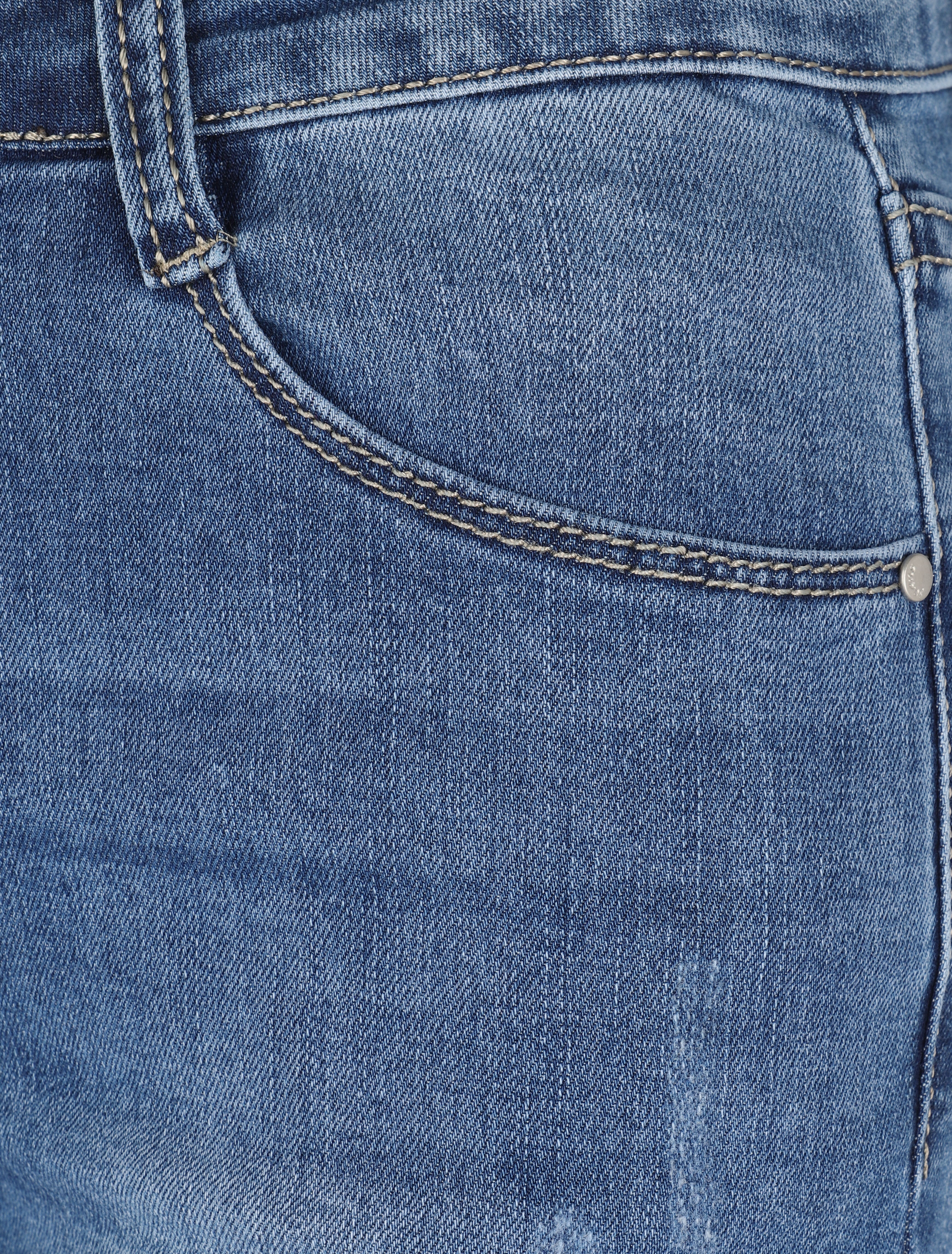 Jean skinny à bords griffés - Bleu - Image 3