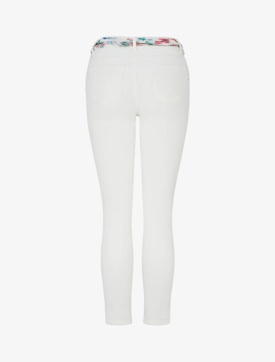 Jean skinny à ceinture imprimée - Blanc - Image 2