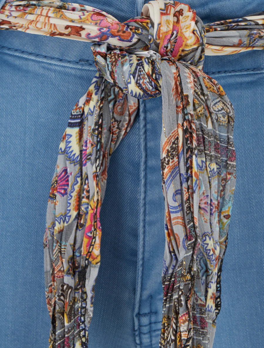 Jean skinny à ceinture imprimée - Bleu clair - Image 3