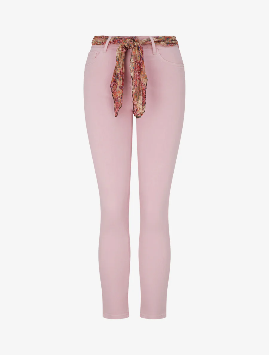 Jean skinny à ceinture imprimée - Rose pâle