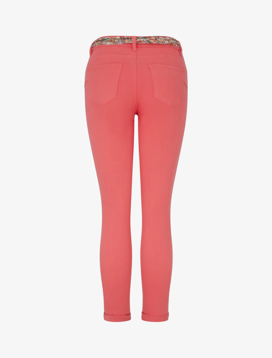 Jean skinny à ceinture imprimée - Corail - Image 2
