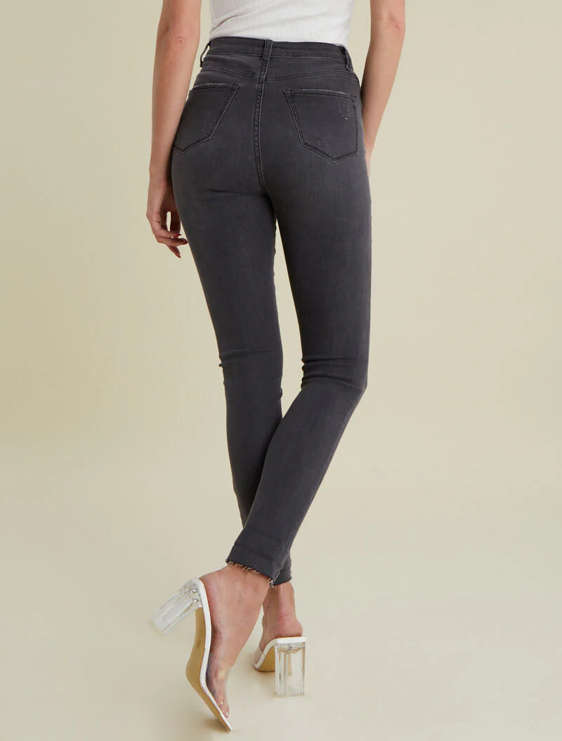 Jean skinny à déchirures - anthracite - Image 2
