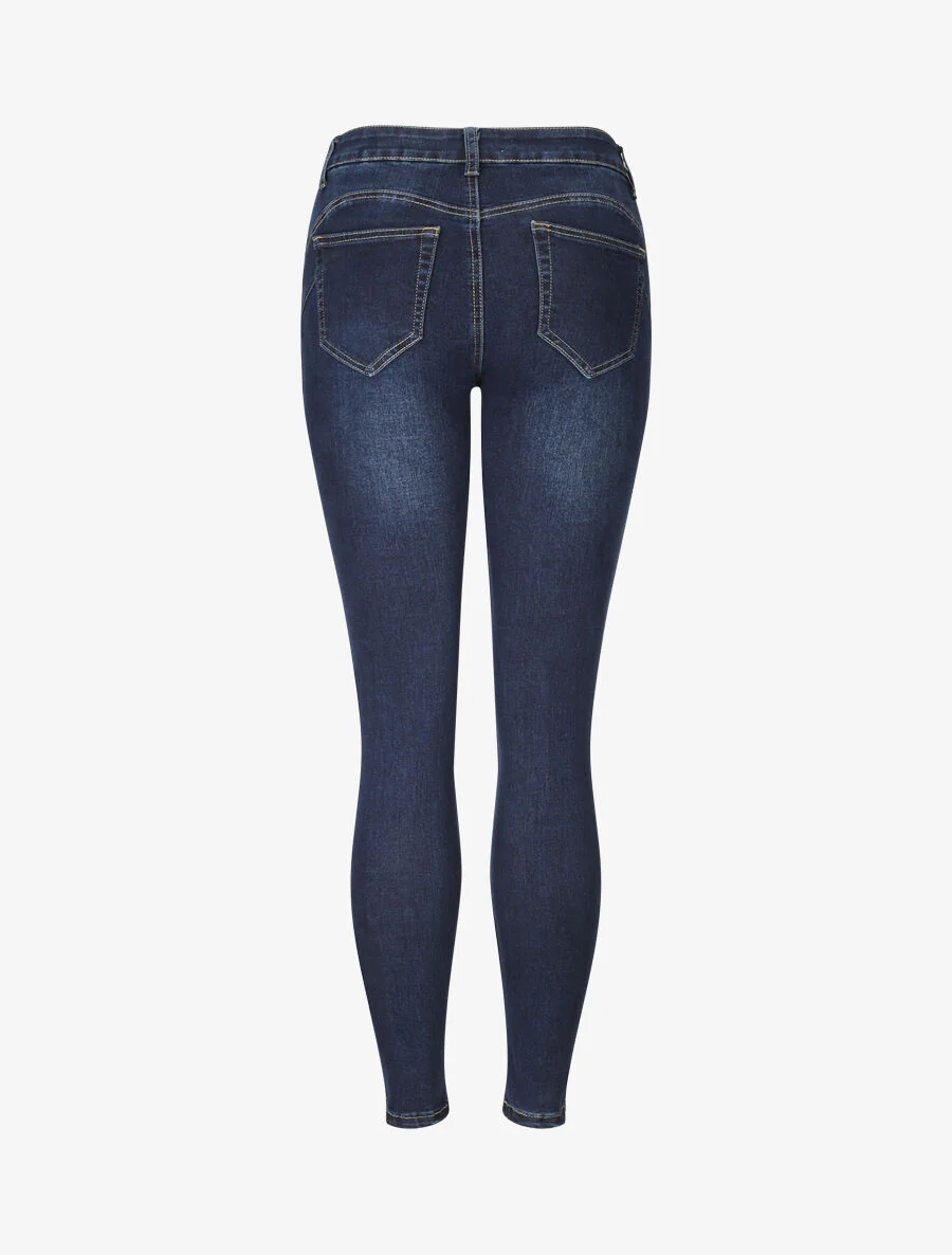 Jean skinny à fermeture boutonnée - Bleu denim - Image 2