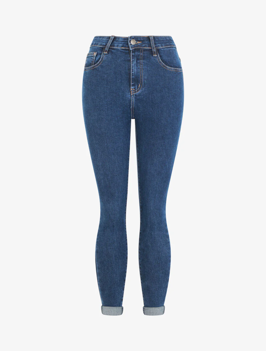 Jean skinny à ourlet - Bleu denim