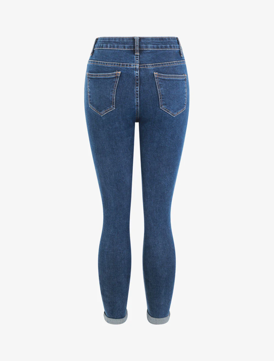 Jean skinny à ourlet - Bleu denim - Image 2