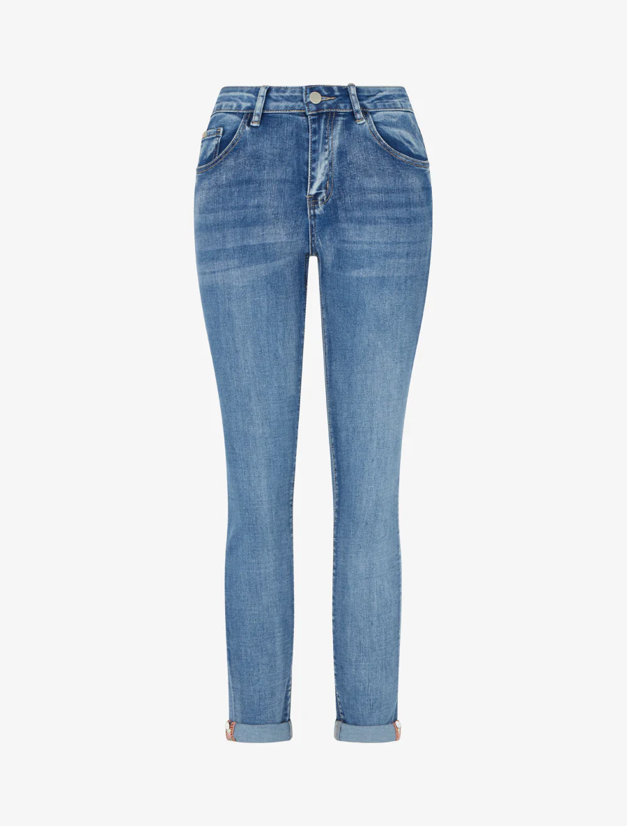 Jean skinny à ourlets bijoux - Bleu