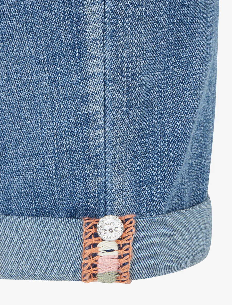 Jean skinny à ourlets bijoux - Bleu - Image 3