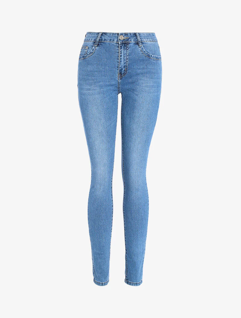Jean skinny à poches arrières strassées - denim clair - Image 3