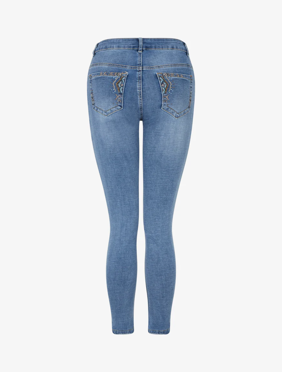 Jean skinny à poches perlées - Bleu - Image 2