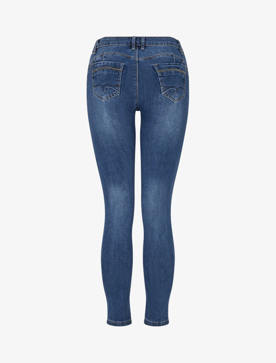 Jean skinny à poches strassées - Bleu - Image 2