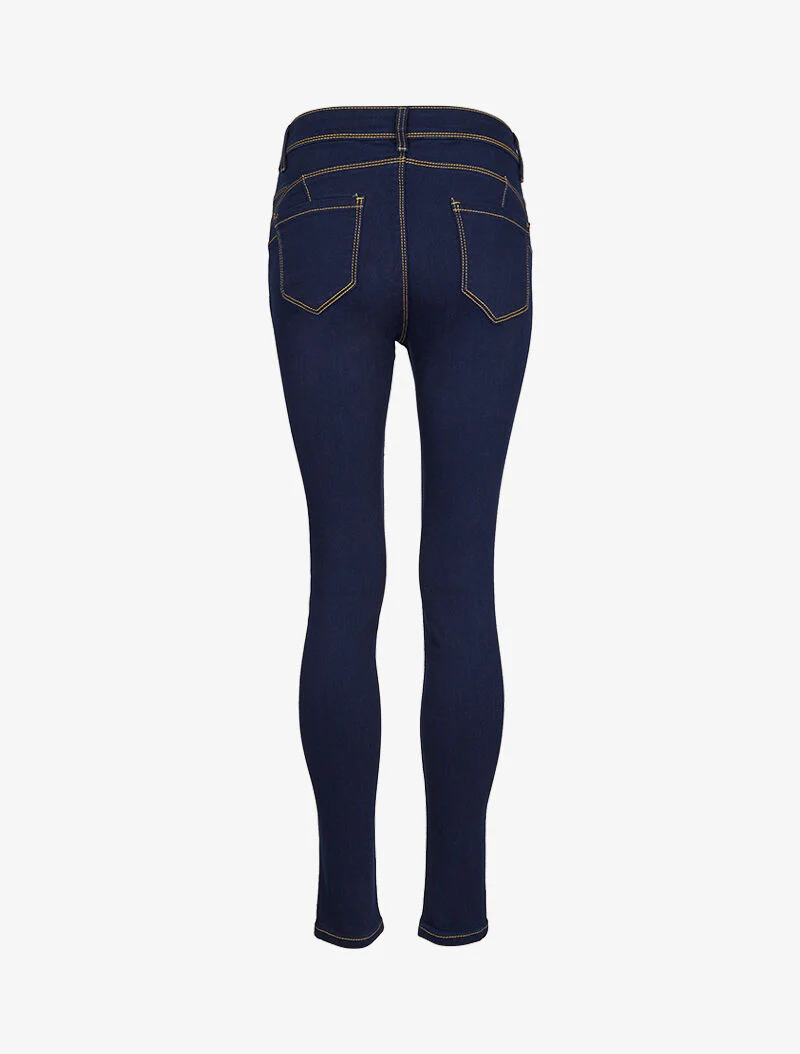 Jean skinny à surpiqûres apparentes - Bleu - Image 4