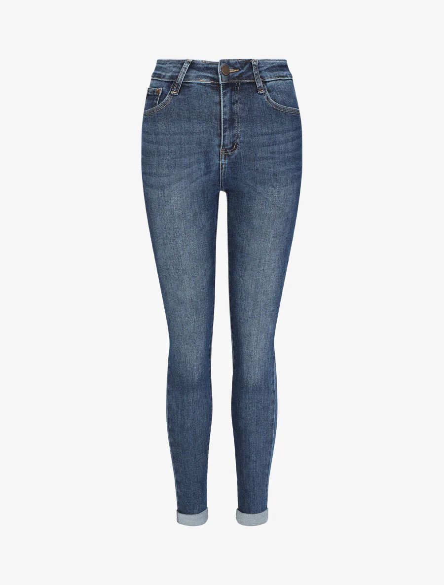 Jean skinny à taille haute - Bleu