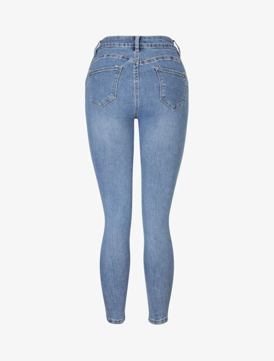 Jean skinny à taille haute - Bleu - Image 2