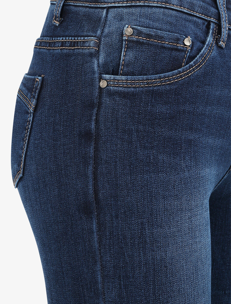 Jean skinny à taille haute et délavé - Bleu denim - Image 3