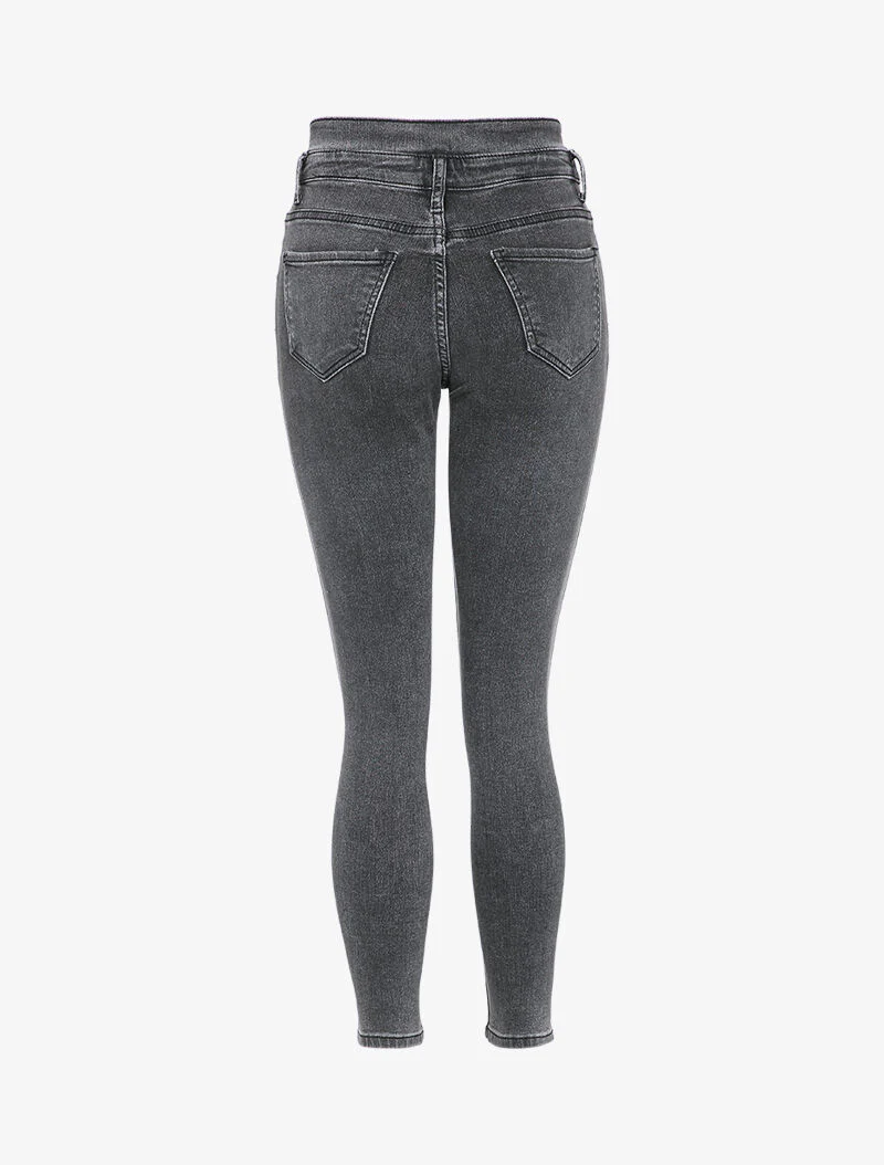 Jean skinny à taille haute stylisée - Anthracite - Image 2