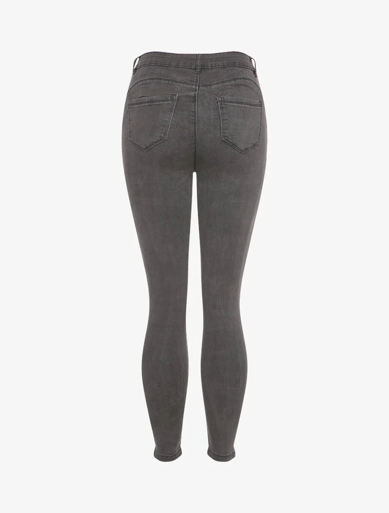 Jean skinny à taille standard - Gris foncé - Image 2