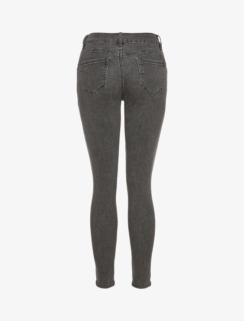 Jean skinny à taille standard - Gris - Image 2