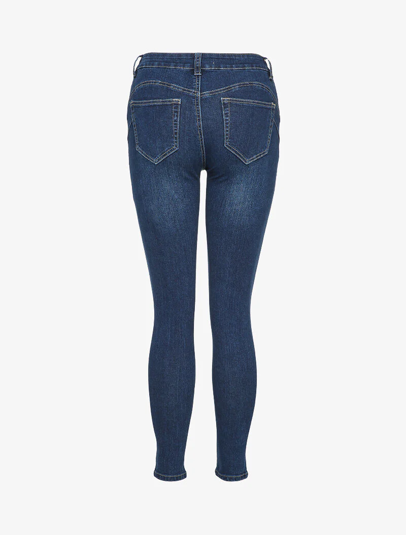 Jean skinny boutonné - Bleu denim - Image 2