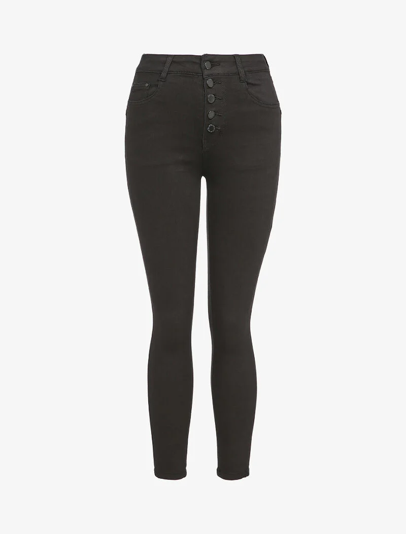Jean skinny boutonné - Noir