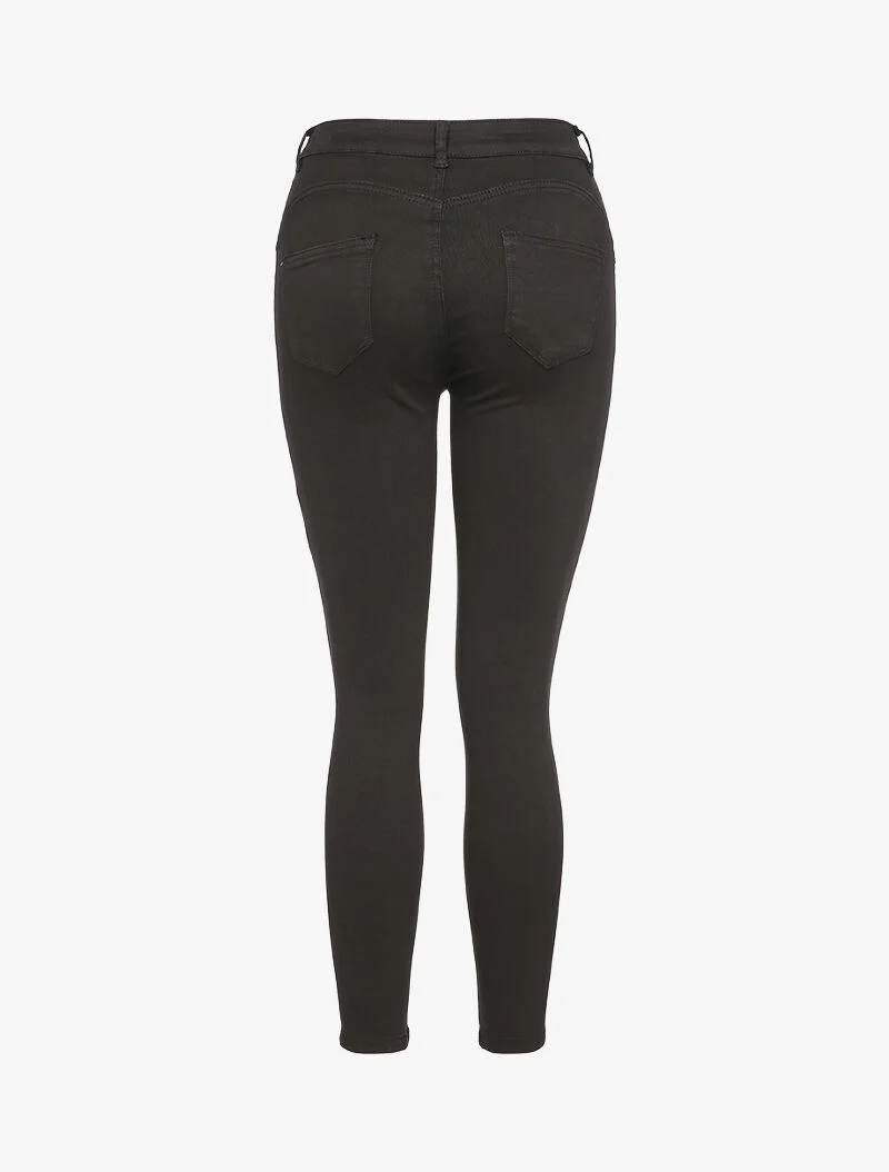 Jean skinny boutonné - Noir - Image 2