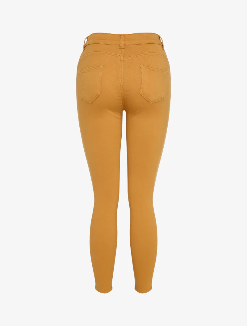 Jean skinny boutonné - Moutarde - Image 2
