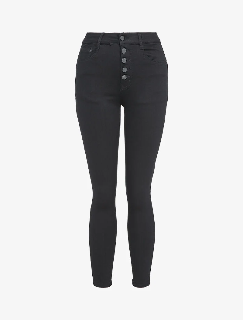 Jean skinny boutonné - Bleu nuit