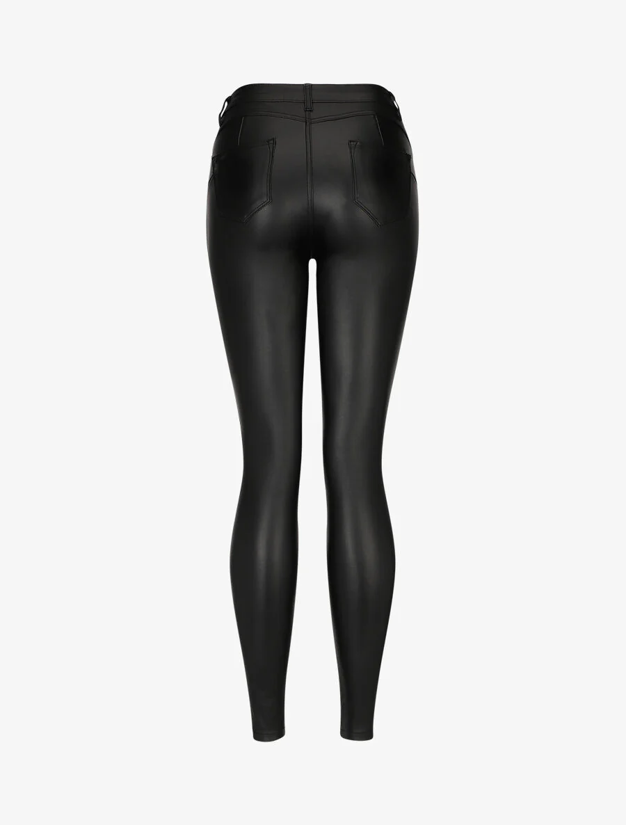 Jean skinny ciré push-up à taille haute - Noir - Image 2
