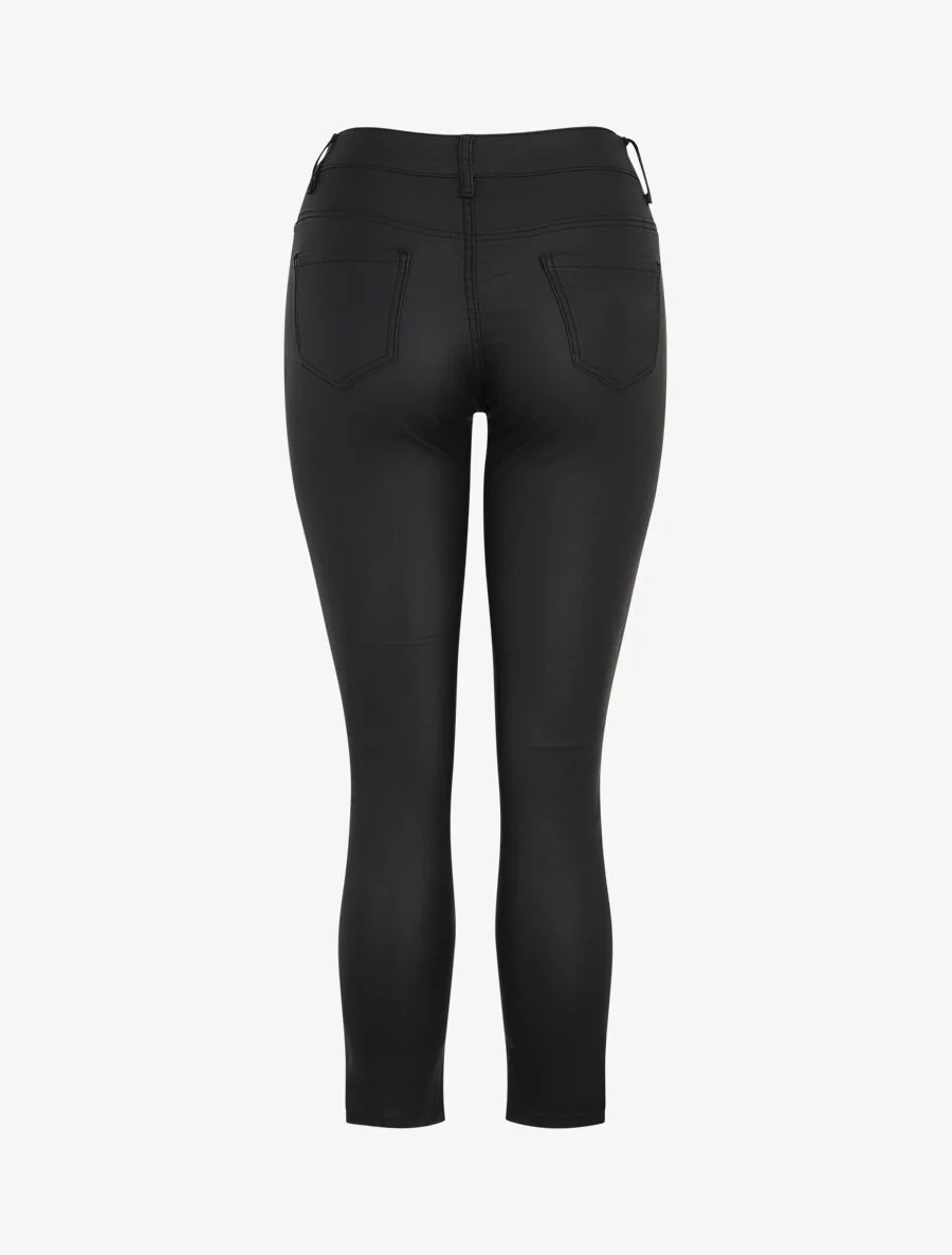 Jean skinny ciré taille haute - Noir - Image 2